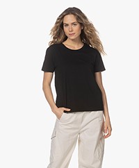 Denham Emma Cotton Round Neck T-shirt - Black