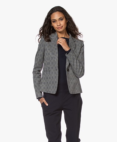 Drykorn Selsey Tailored Check Blazer - Black/Off-white/Blue
