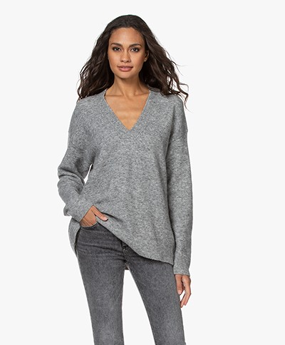 Drykorn Linna Wool Blend V-neck Sweater - Grey Melange