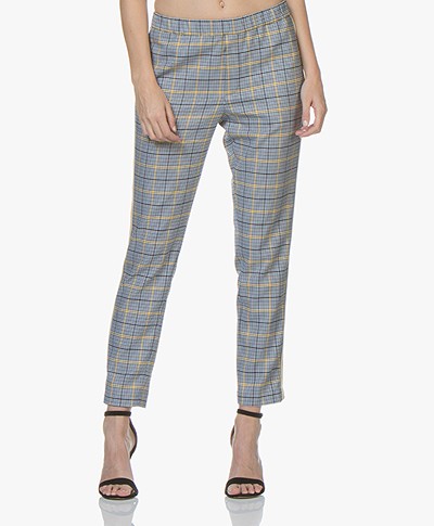 Closed Blanch Checkered Side Stripe Pants - Blue/Yellow