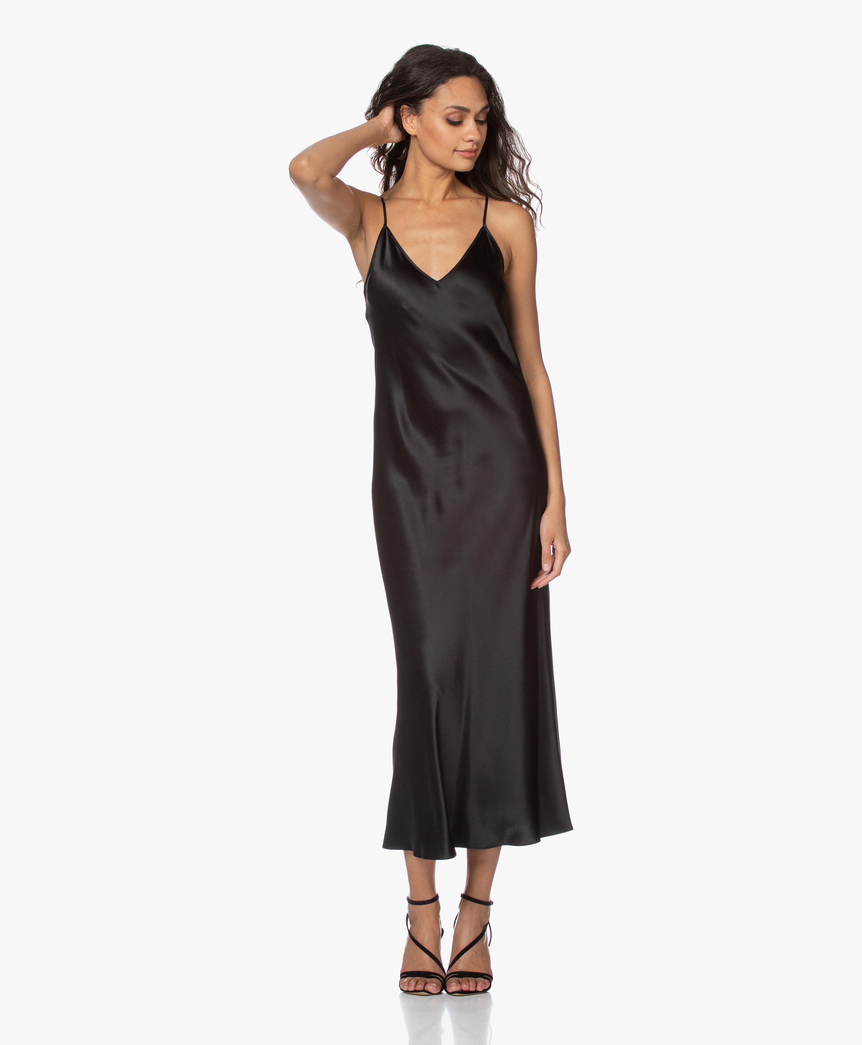 Joseph Clea Silk Satin Slip Dress - Black - clea-silk satin | jf004011 0010