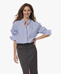 ANINE BING Catherine Oversized Striped Shirt - Blue/White