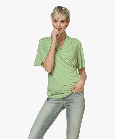 LaSalle Lyocell Jersey Wrap T-shirt - Green