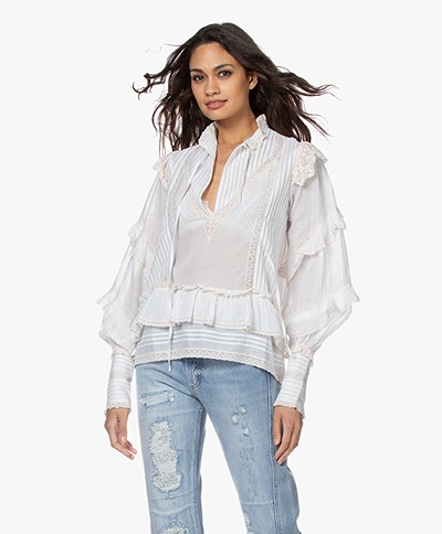 Zadig & Voltaire Trinity Cotton Blend Ruffle Blouse - Sushi