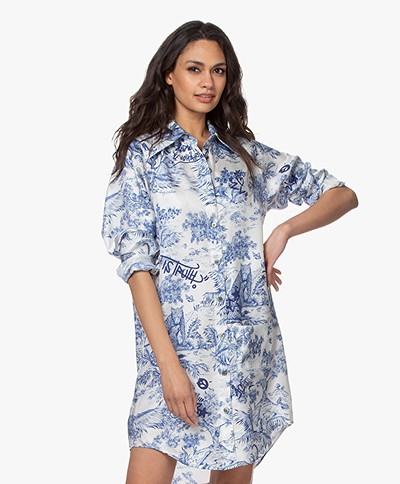 Zadig & Voltaire Rais Silk Printed Shirt Dress - Blue