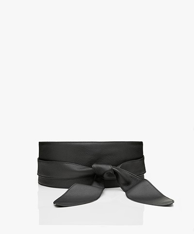 LaSalle Leather Self-tie Waist Belt - Black