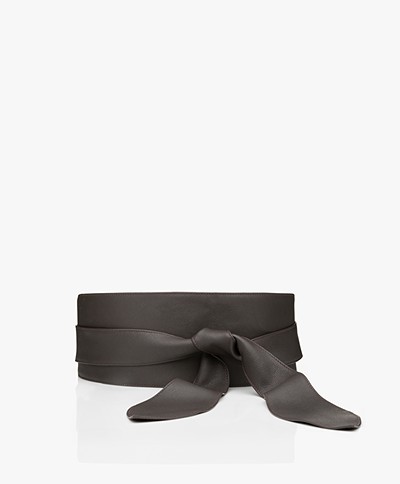 LaSalle Leather Self-tie Waist Belt - Dark Brown