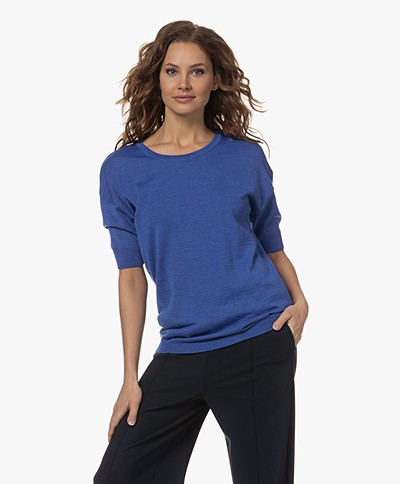 Sibin/Linnebjerg Maaike Sweater with Short Sleeves - Crystal blue