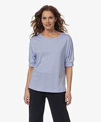 Repeat Lyocell and Cotton T-shirt with Cropped Sleeves - Sky
