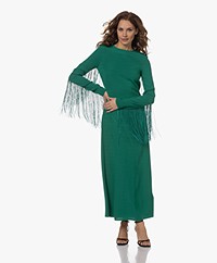 ROTATE Maxi Dress with Fringe - Bosphorus Green
