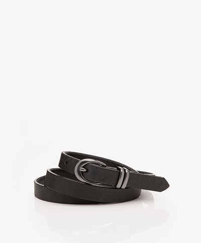 Drykorn Ilana Narrow Leather Belt - Black 