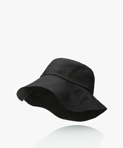 Monk & Anna Summer Linnen Bucket Hat - Zwart