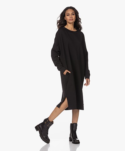 Woman by Earn Tommy French Terry Oversized Sweat Dress - Black