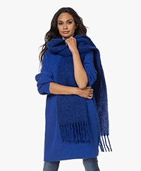 Closed Long Mohair Mix Scarf - Galaxy Blue