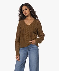 Pomandère Virgin Wool Cable Sweater - Oil