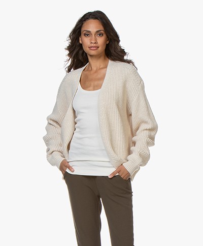 by-bar Emma Short Open Ribbed Cardigan - Off-white
