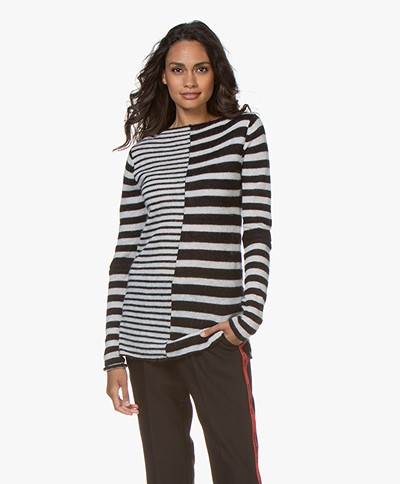 By Malene Birger Joella Alpaca Blend Striped Sweater - Black/Off-white