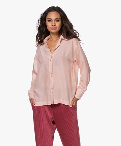 ba&sh Victoire Viscose Blend Pinstripe Shirt - Pastel Pink