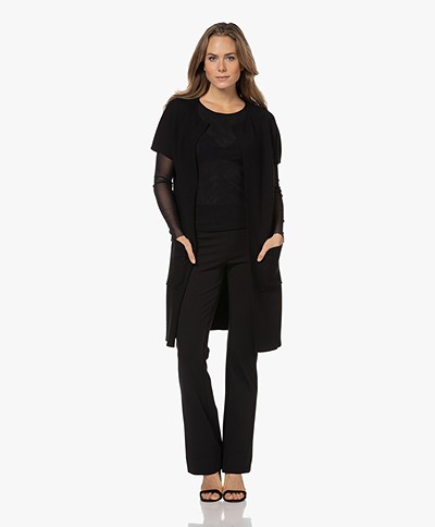 LaSalle Open Short Sleeve Wool Cardigan - Black