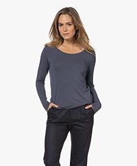 Repeat Stretch-Viscose Jersey Long Sleeve - Midnight