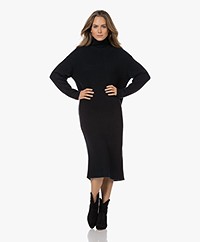 American Vintage Domy Wool Blend Knitted Turtleneck Dress - Black