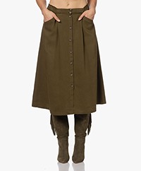indi & cold Falda Viscose-Linen A-line Skirt - Militar