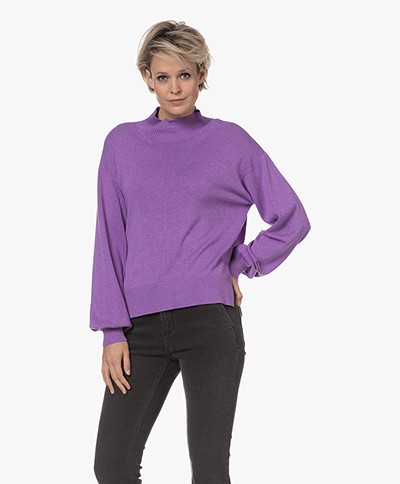 Repeat Cotton-Viscose Mock Neck Sweater - Lilac