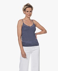 HANRO Wool-Silk Top with Lace - Nightshade