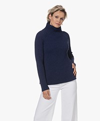 Drykorn Arwen Rib Knit Turtleneck Sweater - Navy
