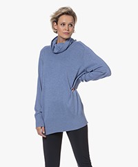 Repeat Oversized Viscose Blend Roll Neck Sweater - Denim