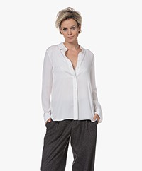 Vince Slim-fit Stretch Zijden Blouse - Optic White