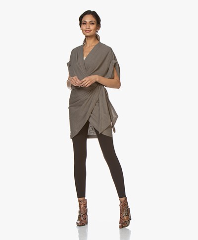 IRO Gidya Linen Wrap Mini Dress - Khaki