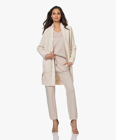 Repeat Open Knee-length Cotton Cardigan - Ivory