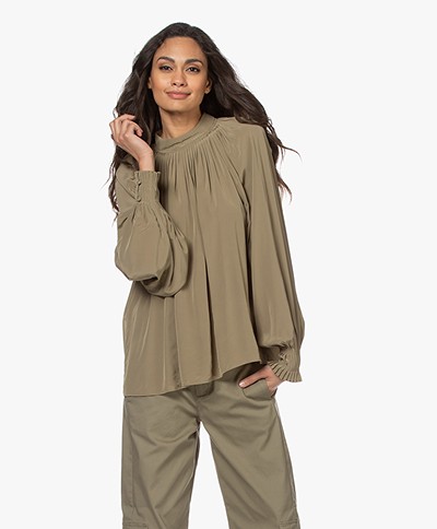 Closed Braelyn Pleated Blouse - Green Umber