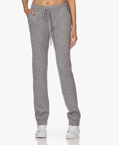 Repeat Rib Knitted Pants in Wool and Cashmere - Light Grey