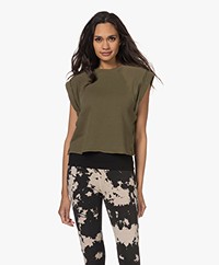 FRAME Rolled Up Mouwloos Cropped Sweatshirt - Washed Moss