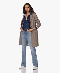 Woman by Earn Carol Long Wool Blend Blazer Coat - Dark Brown