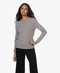 Repeat Organic Cashmere Boat Neck Sweater - Light Grey 