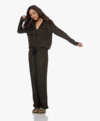 Rails Clara Leopard Print Herringbone Twill Pajamas - Forest Black 