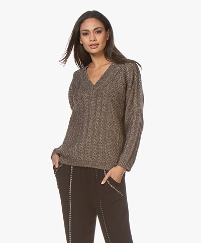 Mes Demoiselles Callister Lurex Cable Sweater - Brown
