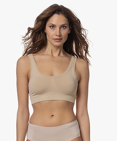 HANRO Touch Feeling Crop Padded BH Top - Beige