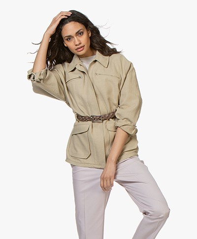 ba&sh Musset Cargo Jacket in Cotton and Linen - Sand