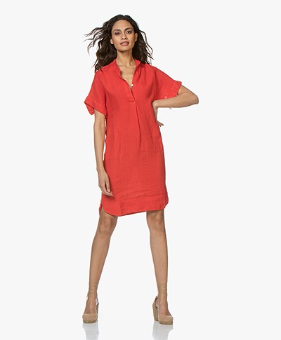 LaSalle Linen Shirt Dress - Red