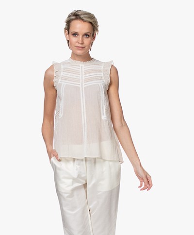 indi & cold Ruffle and Lace Top - Arena/Off-white