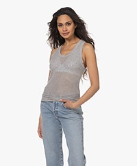 extreme cashmere N°271 Cotton-Cashmere Mesh Top - Grey