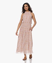 Vanessa Bruno Amelys Crinkle Chiffon Floral Print Dress - Ecru/Pink