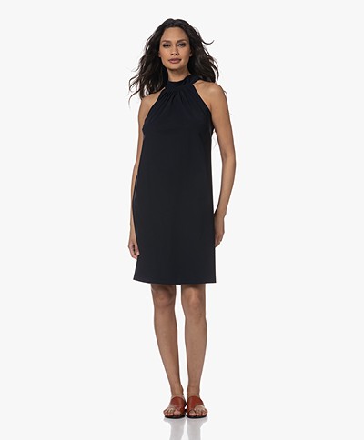 Woman by Earn Gigi Tech Jersey Dress with Halter Neck - Navy