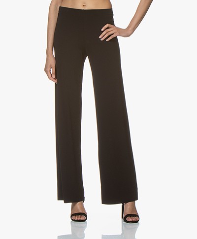 no man's land Crepe Jersey Pants with Wide Legs - Black