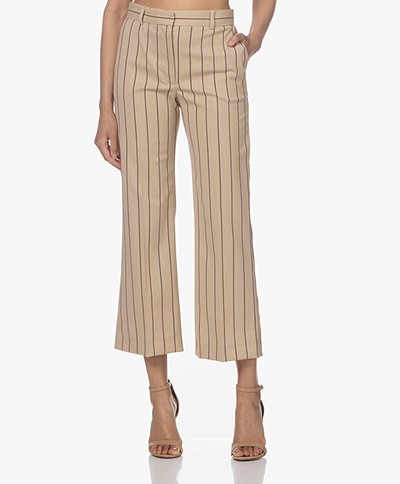 Joseph Talia Virgin Wool Stripe Pants - Beige