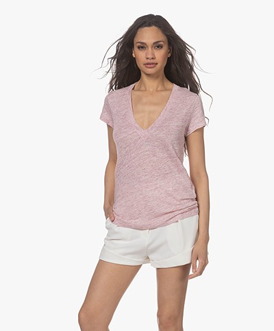 IRO RodeoC Linen V-neck T-shirt - Mixed Light Pink